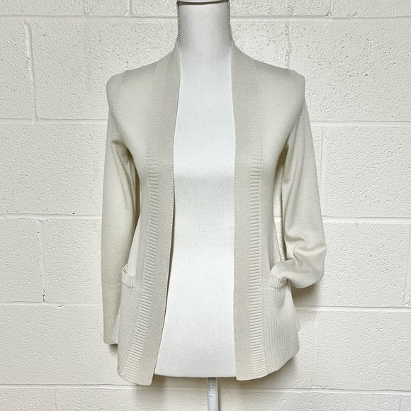 Banana Republic Wool Blend Cream Open Cardigan w/Pockets Size XS - Picture 1 of 9